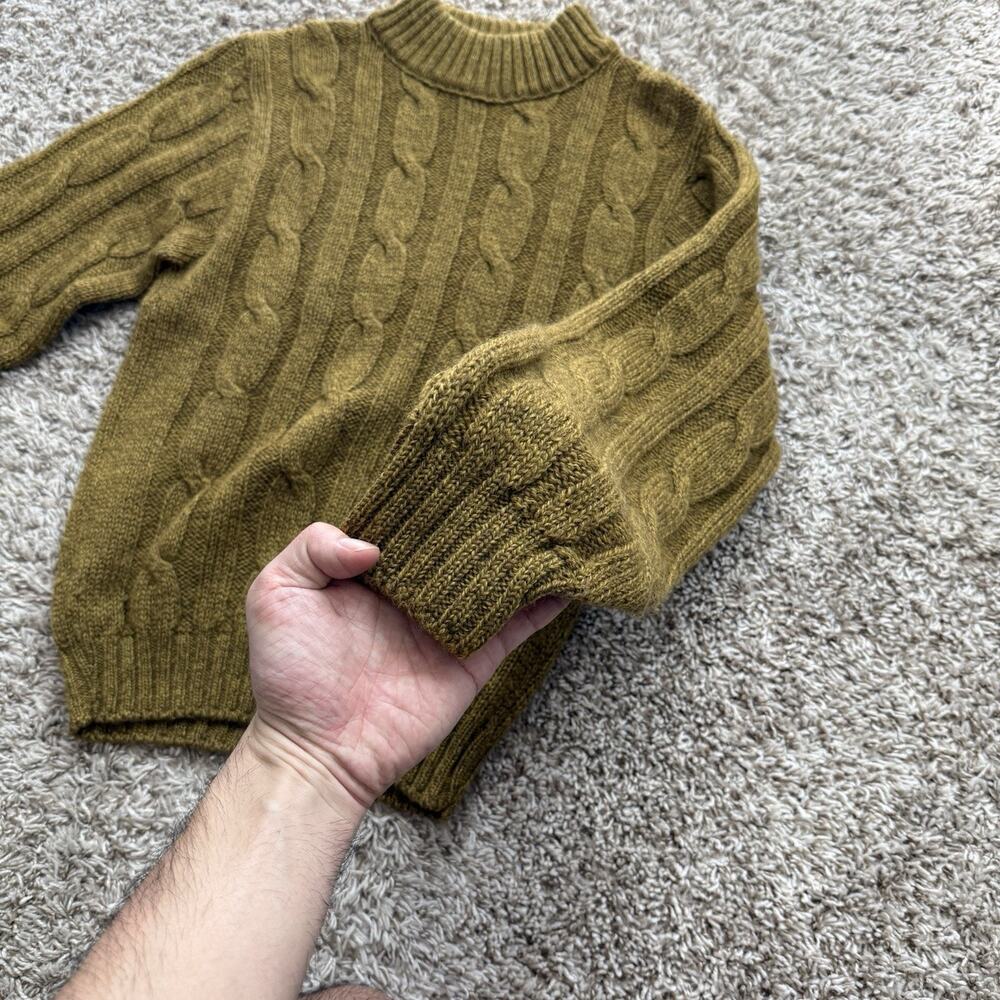 Vintage Varsity Shop Towne And King Cable Knit Wool Sweater Size M Green Brown - Picture 2 of 10